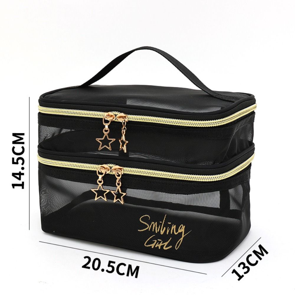 Women Bags Grey - New Nylon Makeup Bag Double-layers Large
