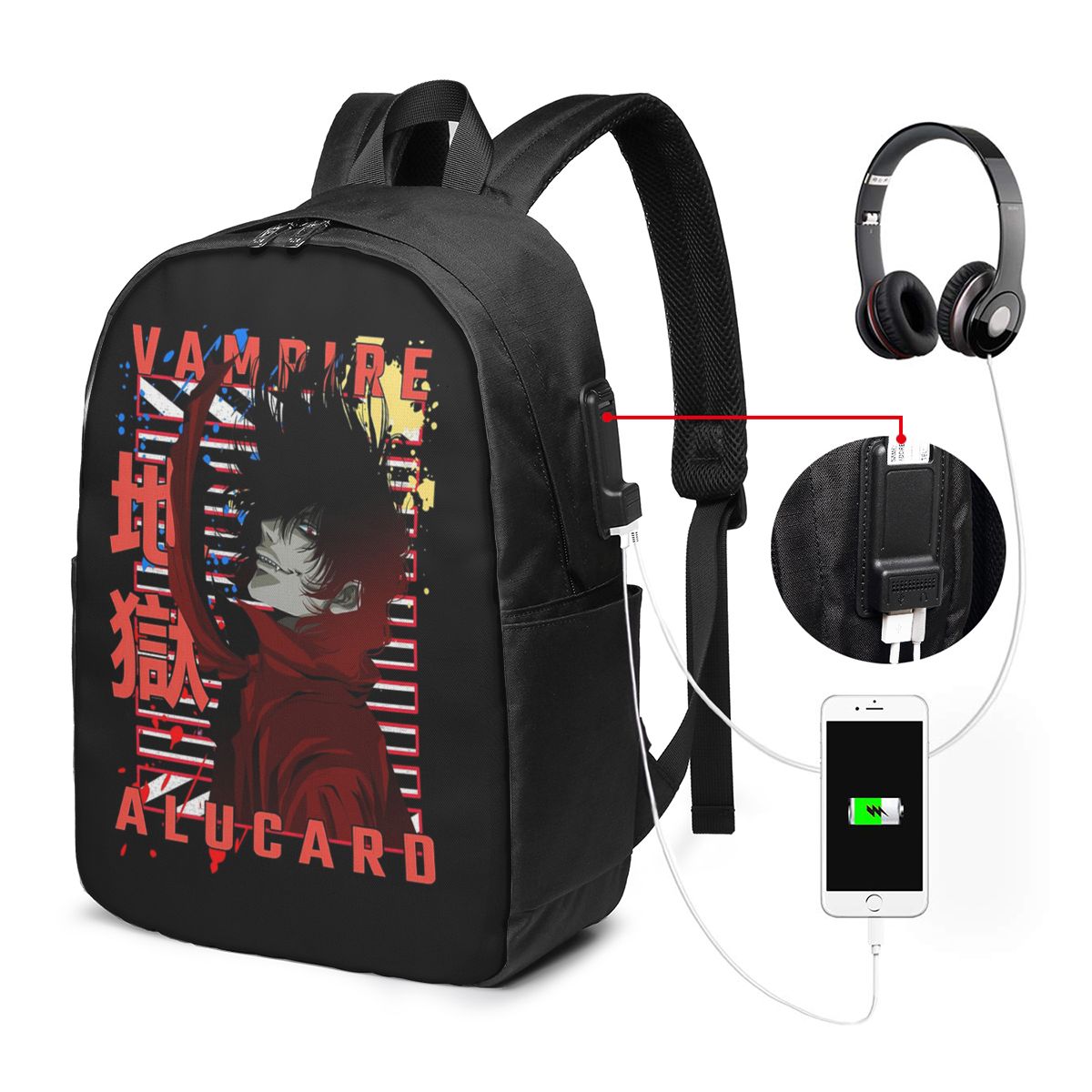 Women Bags For Travel - Alucard Hellsing Manga Backpack Travel Notebook