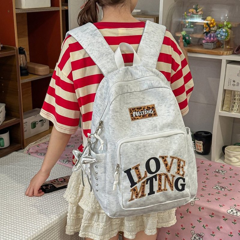 Women Bags Grey - Y2K Grey Backpack for Women, Cute