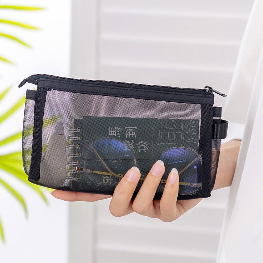 Women Bags Grey - Transparent Mesh Makeup Bag Multifunction Portable