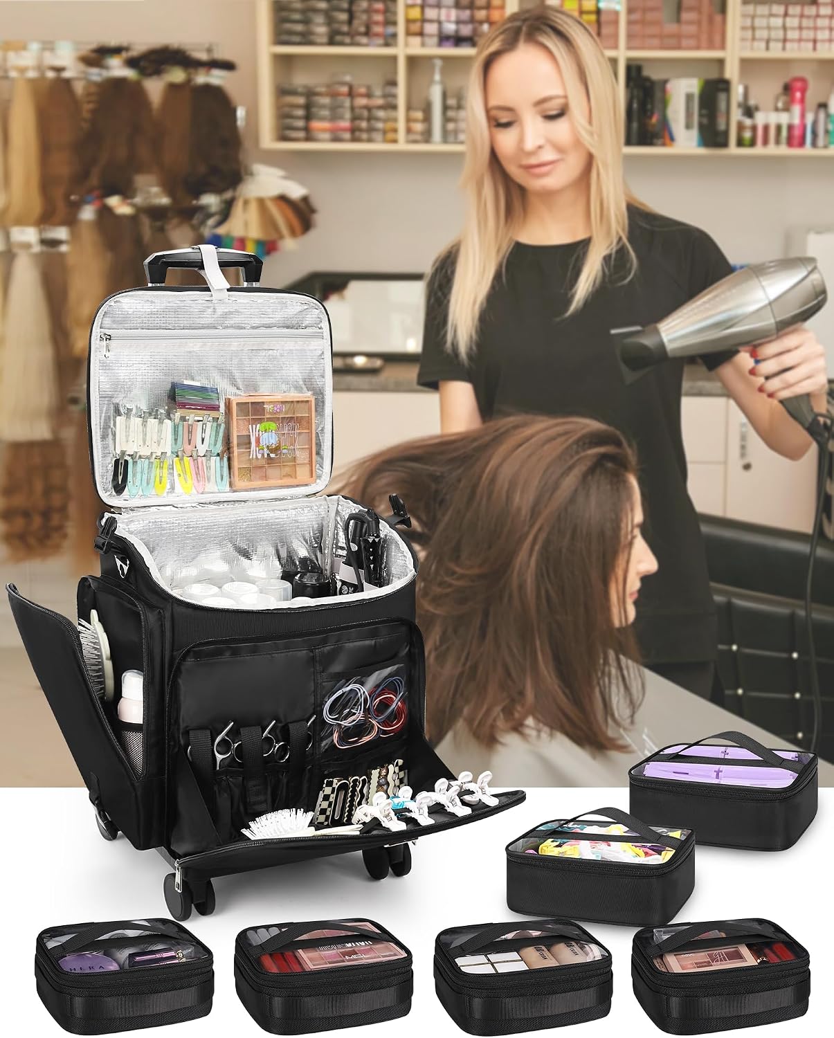 Rolling Makeup Case Hair Tools - Women Bags For Travel review and price