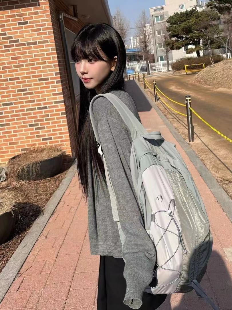 Patchwork Nylon Backpack Large - Women Bags Grey review and price