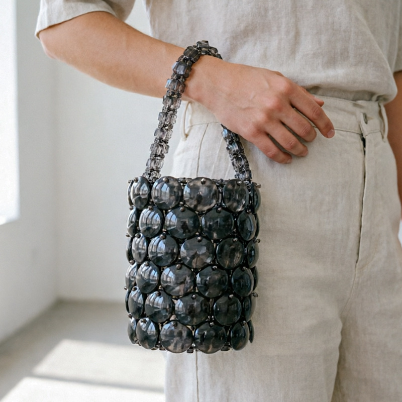 Grey-black Acrylic Bucket Bag  - Women Bags Grey review and price